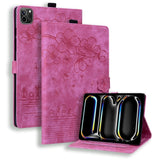 For iPad Pro 11 2025 / 2024 Cartoon Sakura Cat Embossed Smart Leather Tablet Case(Rose Red)
