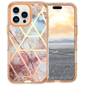 Fit iPhone 16 Pro 6.3" Phone Case, Marble Pattern Slim Shockproof Full Body Protective Rugged Cover For iPhone 16 Pro MAX 6.9