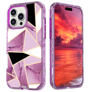 Fit iPhone 16 Pro 6.3" Phone Case, Marble Pattern Slim Shockproof Full Body Protective Rugged Cover For iPhone 16 Pro MAX 6.9
