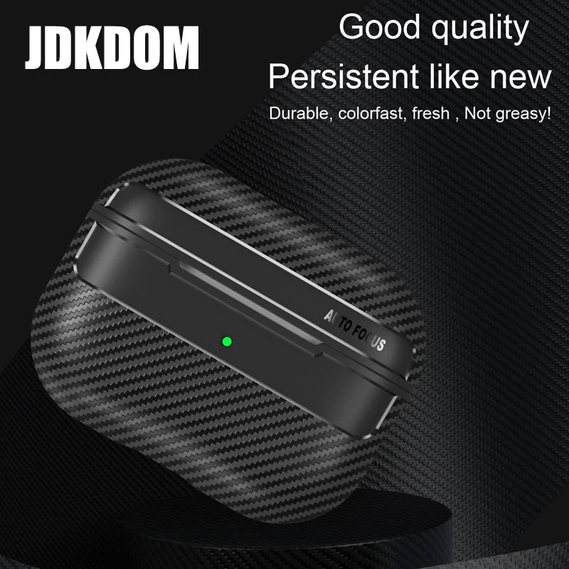 JDKDOM Carbon Fiber Pattern Shockproof Earphone Cover For Airpods 3 2 1 Bluetooth Headphone Case