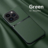 Magnetic Leather Phone Case For iPhone 16 13 12 11 Pro Max Matte Cases For iPhone 15 14 Pro Max 16 Plus Lens Protector Cover