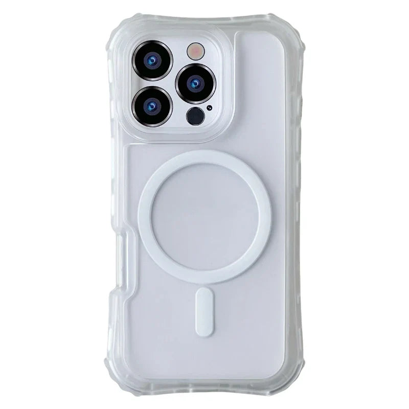 Frosted 3-in-1 MagSafe Phone Case for iPhone 16 17pro max 15 Pro 14 13 12 11 Magnetic Wireless Charging Hard PC Shockproof Cover
