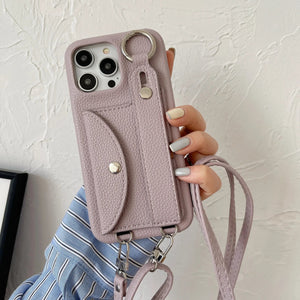 Classic Stylish Card Wallet Leather Crossbody Phone Case Cover for iPhone