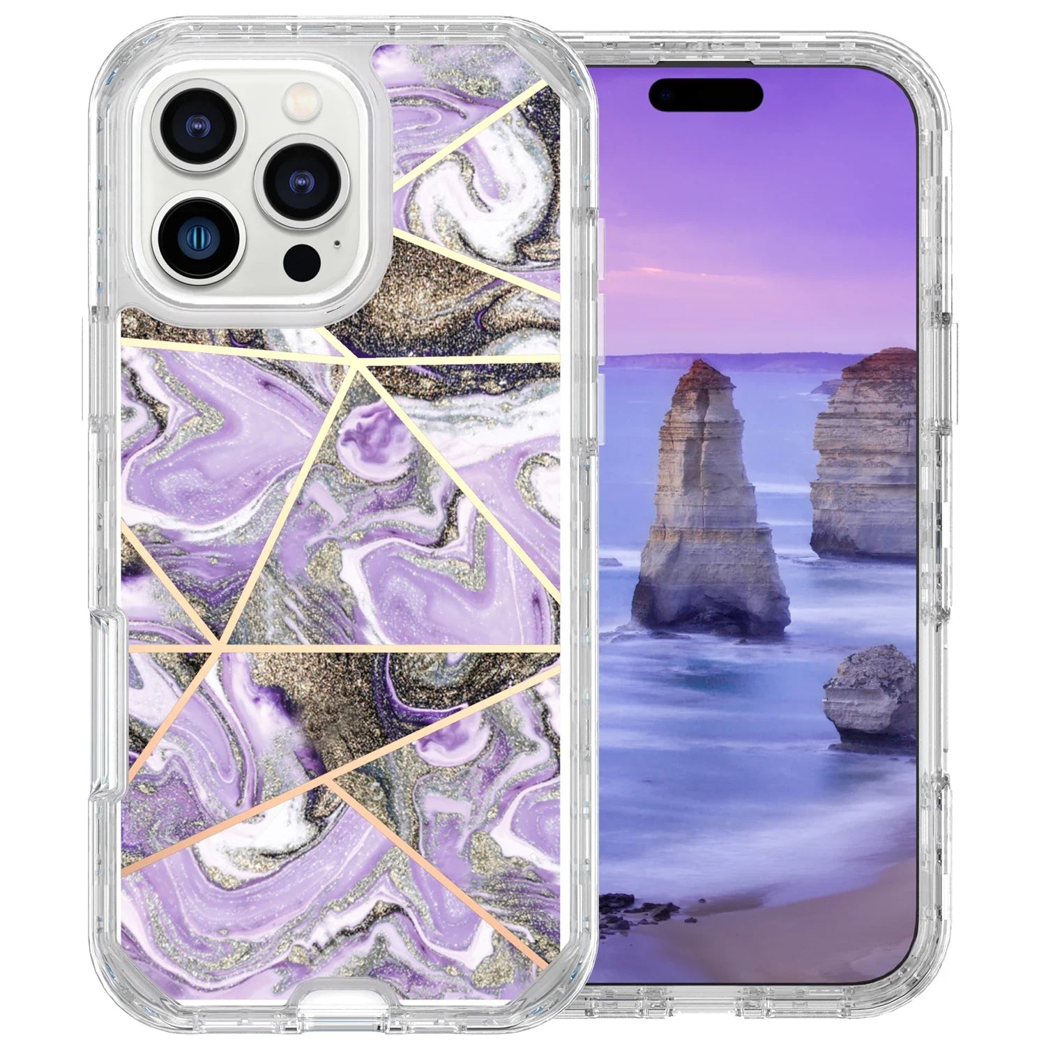 Fit iPhone 16 Pro 6.3" Phone Case, Marble Pattern Slim Shockproof Full Body Protective Rugged Cover For iPhone 16 Pro MAX 6.9