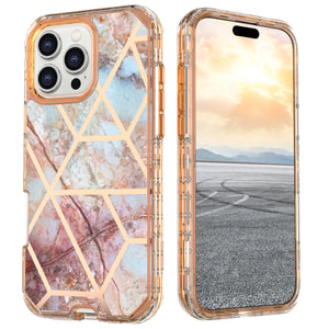 Fit iPhone 16 Pro 6.3" Phone Case, Marble Pattern Slim Shockproof Full Body Protective Rugged Cover For iPhone 16 Pro MAX 6.9