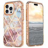 Fit iPhone 16 Pro 6.3" Phone Case, Marble Pattern Slim Shockproof Full Body Protective Rugged Cover For iPhone 16 Pro MAX 6.9