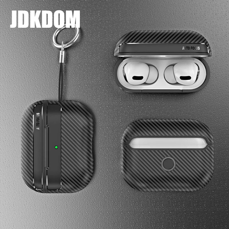JDKDOM Carbon Fiber Pattern Shockproof Earphone Cover For Airpods 3 2 1 Bluetooth Headphone Case