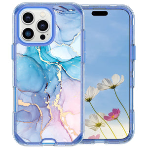Fit iPhone 16 Pro 6.3" Phone Case, Marble Pattern Slim Shockproof Full Body Protective Rugged Cover For iPhone 16 Pro MAX 6.9