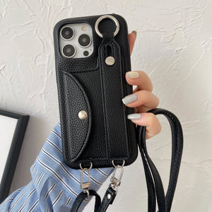 Classic Stylish Card Wallet Leather Crossbody Phone Case Cover for iPhone