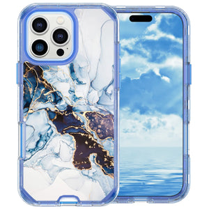 Fit iPhone 16 Pro 6.3" Phone Case, Marble Pattern Slim Shockproof Full Body Protective Rugged Cover For iPhone 16 Pro MAX 6.9