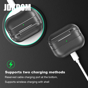 JDKDOM Carbon Fiber Pattern Shockproof Earphone Cover For Airpods 3 2 1 Bluetooth Headphone Case