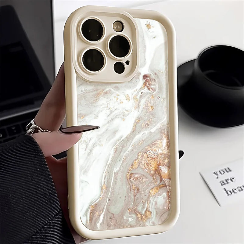 Marble Case For iPhone 16 Pro Max Case iPhone 13 15 11 17 12 14 Pro Max XR 7 8 Plus SE Shockproof Soft TPU Silicone Phone Cover