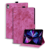For iPad Pro 11 2025 / 2024 Cartoon Sakura Cat Embossed Smart Leather Tablet Case(Rose Red)